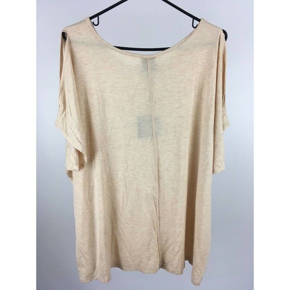 Bobeau Womens Top Cold Shoulder Crewneck Short Sleeve Tee Pink Plus Size 1X - Picture 10 of 12